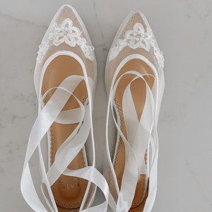 Kate Whitcomb Arden Ivory Bridal Flats - Never Worn